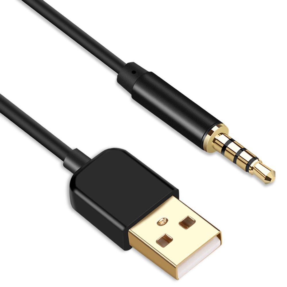 3,5 mm Klinke/Stecker auf USB Datenkabel für MP3 / MP4 PC Computer, schwarz 3,5 mm Klinke/Stecker auf USB Datenkabel für MP3 / MP4 PC Computer, schwarz