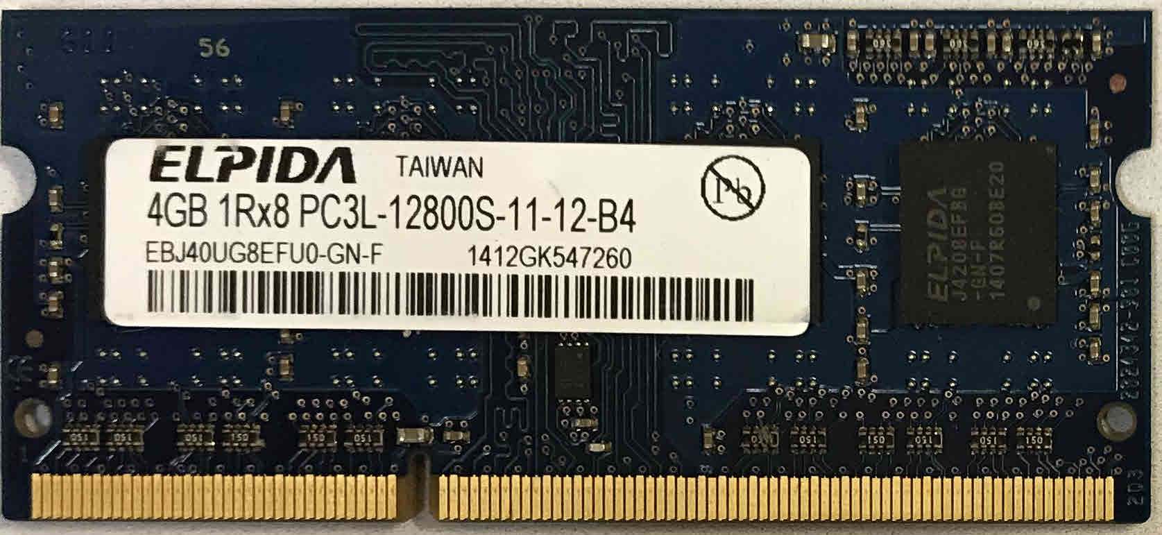 4GB 1Rx8 PC3L-12800S-11-12-B4 (DDR3/Sodimm)