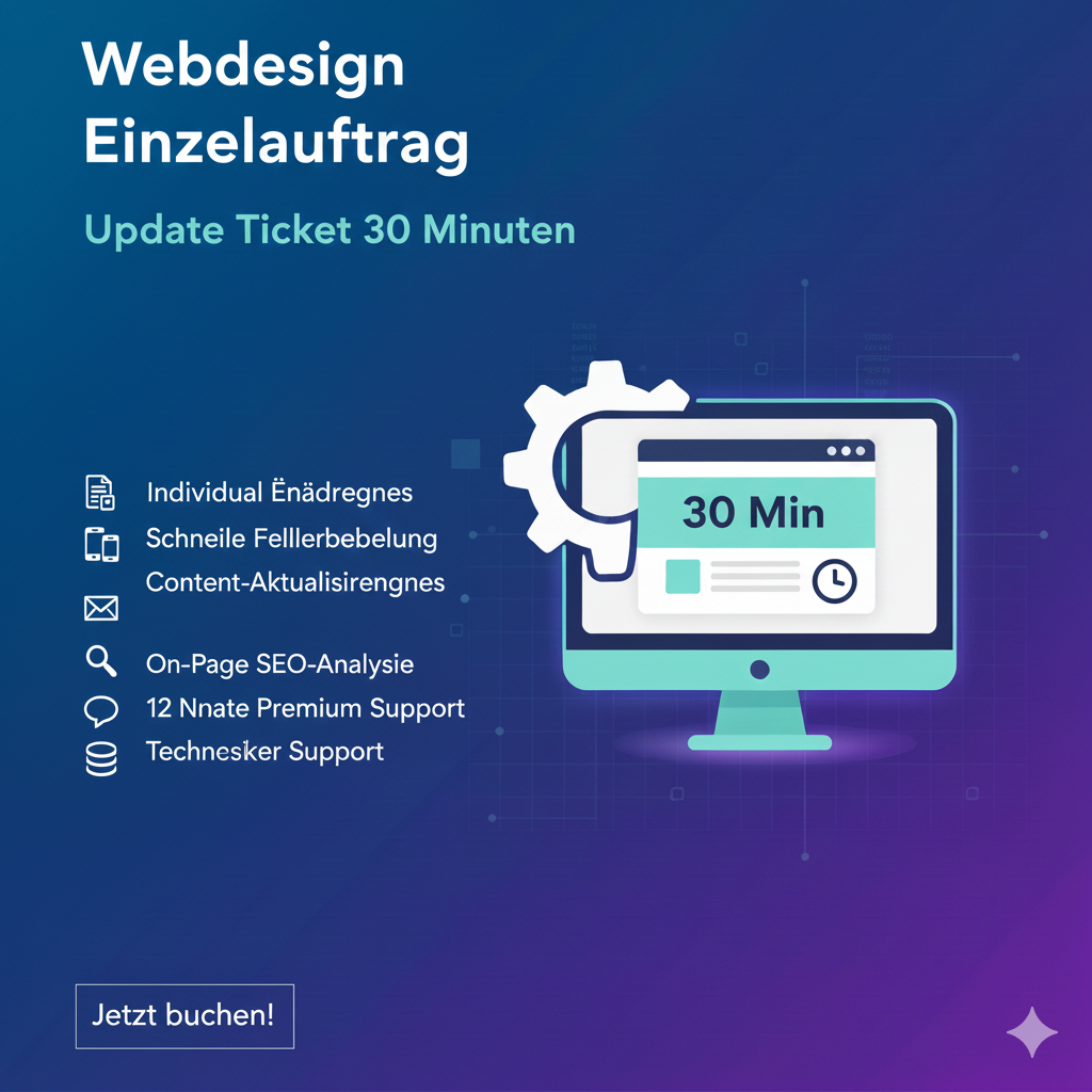 Webdesign Einzelauftrag - Update Ticket 30 Minuten